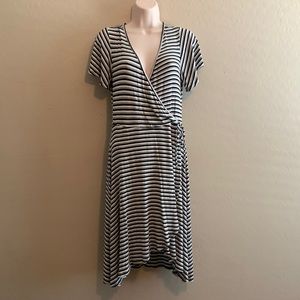 Caution to the wind black, white, and grey stripes fit and flair dress Size L